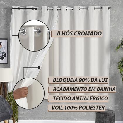 Imagem de Cortina Sala Blackout Tecido Com Voil 2,80 x 1,60 