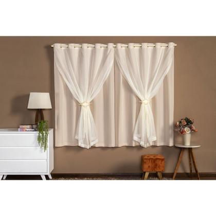 Imagem de Cortina Sala Voial com forro de Microfibra + Presilha 2.00m x 1.80m Josi