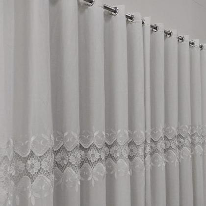 Imagem de Cortina Sofisticada Bordada De Voil Linho Gripir Com Forro Microfibra 3,00x2,30