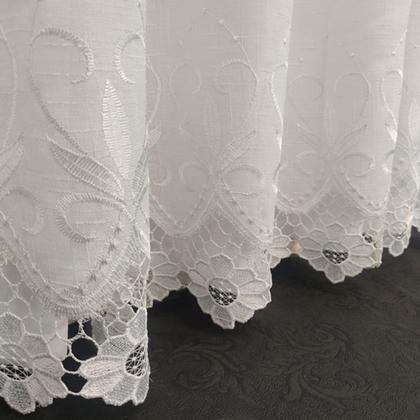 Imagem de Cortina Sofisticada De Linho Bordado Guipir Com Forro Microfibra 3,00x2,50