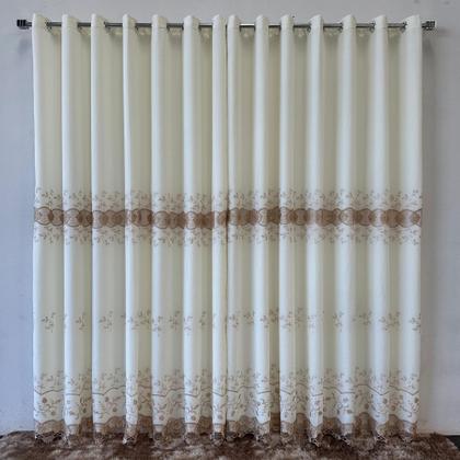 Imagem de Cortina Sofisticada De Linho Bordado Guipir Com Forro Microfibra 3,00x2,50