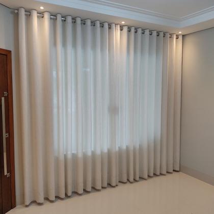 Imagem de Cortina Sofisticada De Voil Gaze De Linho Com Forro Microfibra Leve 10,00x2,80