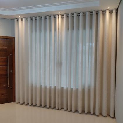 Imagem de Cortina Sofisticada De Voil Gaze De Linho Com Forro Microfibra Leve 10,00x2,80