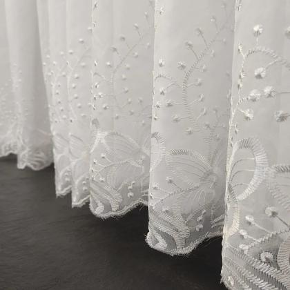 Imagem de Cortina Sofisticada Voil Bordado Com forro Microfibra 4,00x2,50 para varão