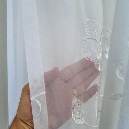 Imagem de Cortina Sofisticada Voil Bordado Com forro Microfibra 4,00x2,50 para varão