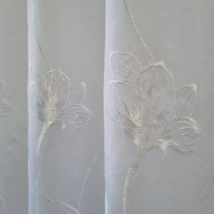 Imagem de Cortina Sofisticada Voil Bordado Com forro Microfibra 4,00x2,50 para varão