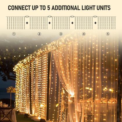 Imagem de Cortina String Lights Dazzle Bright 300 LED conectável em 8 modos