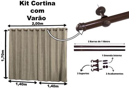 Imagem de Cortina Suede Com Varão 2,80 x 1,70 Semi Blecaute Premium