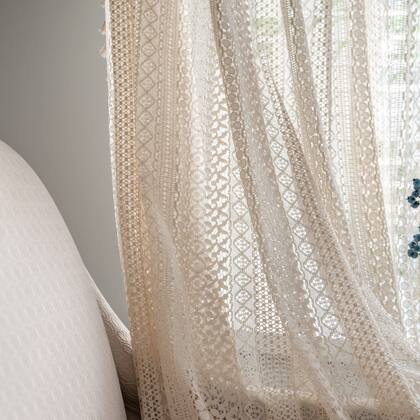 Imagem de Cortina Sutuo Home Boho Crochet de renda semitransparente 150x160cm