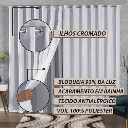 Imagem de Cortina Tecido Blackout Com Voil 2,80x2,30 Sala Quarto