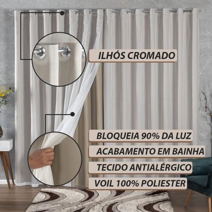 Imagem de Cortina Tecido Blackout Com Voil Sala Quarto 3,00x2,80 