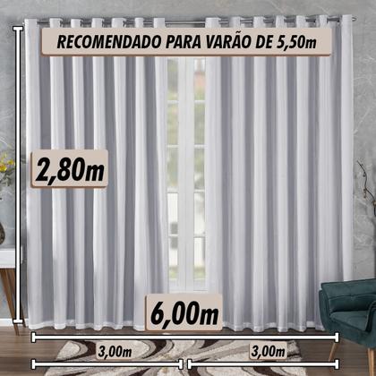 Imagem de Cortina Tecido Blackout Com Voil Sala Quarto 6,00x2,80