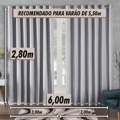 Imagem de Cortina Tecido Blackout Com Voil Sala Quarto 6,00x2,80