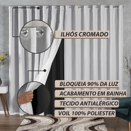 Imagem de Cortina Tecido Blackout Com Voil Sala Quarto 6,00x2,80