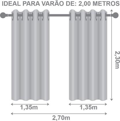 Imagem de Cortina Tecido Blecaute com Voil Gaze de Linho 2,70m x 2,30m 100% Poliéster - Branco