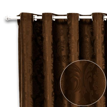 Imagem de cortina tecido jacquard sala semi blackout marron 2,60x1,80