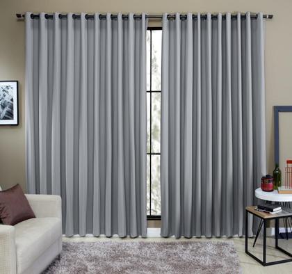 Imagem de Cortina Tecido Rustico 2,00M x 1,80M Semi Blackout Cinza
