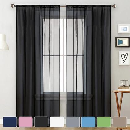 Imagem de Cortina Translúcida De Estilo Moderno, Cor Sólida, Com Bolso Para Varão, Para Sala De Estar, Quarto,