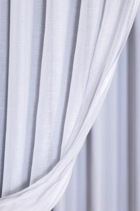 Imagem de Cortina Trilho Suíço Simples Voil Linho C/ Forro Microfibra 3 x 2,60