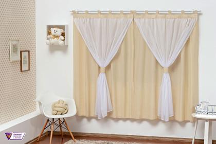 Imagem de Cortina Varão Simples Quarto de Bebê e Criança Menina Menino 2,00 mX1,70 m Bege