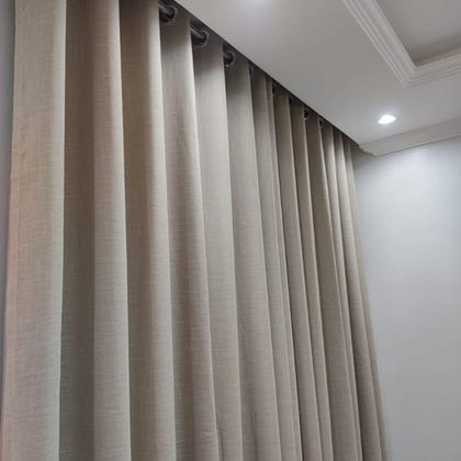 Imagem de Cortina Voal Linho Com Forro Microfibra Leve P/ Varão 2,00x2,40