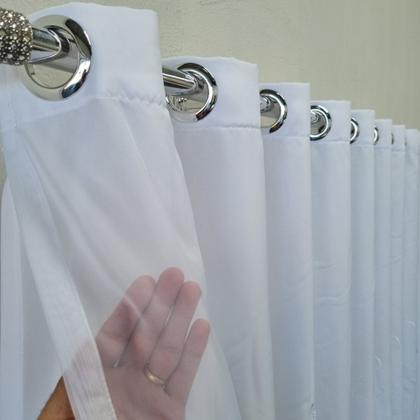 Imagem de Cortina Voil Bordada Com Forro Microfibra 3 Metros De Largura Com Altura Personalizável