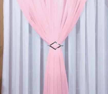 Imagem de Cortina Voil Forro Microfibra 10,00 X 2,80 Branco E Rosa