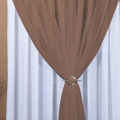 Imagem de Cortina Voil Forro Microfibra 6,00X2,60 Branco E Marrom