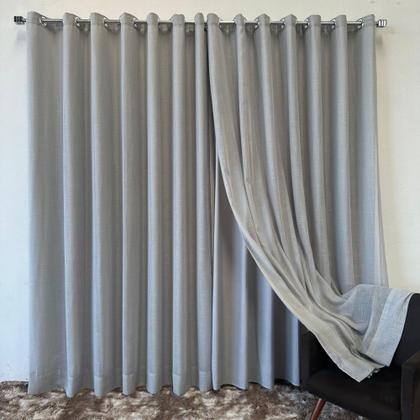 Imagem de Cortina Voil Linho Com forro Microfibra 4,00x2,60
