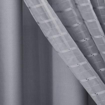 Imagem de Cortina Voil Xadrez 12.00x2.60 Com Forro Blackout