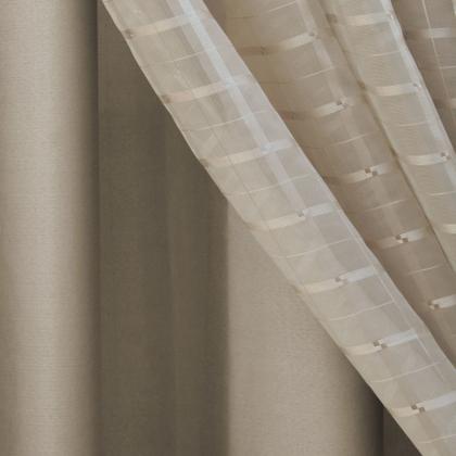 Imagem de Cortina Voil Xadrez 6.00x2.60 Com Forro Blackout