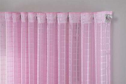 Imagem de Cortina Voil Xadrez Para Sala, Quarto e Cozinha 3,00 x 2,80 Rosa