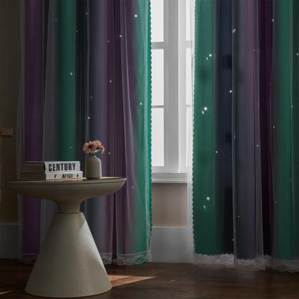 Imagem de Cortina XiDi Doble Capa Arcoíris Opaca con Estrellas