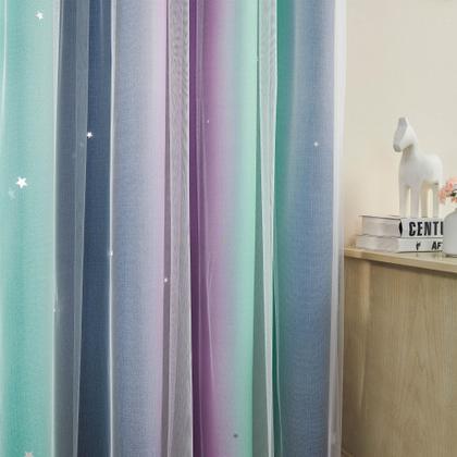 Imagem de Cortina XiDi Doble Capa Arcoíris Opaca con Estrellas