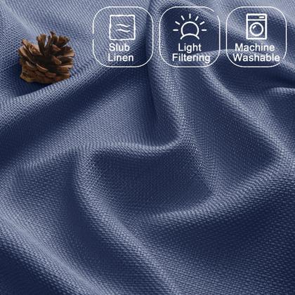 Imagem de Cortinas Chyhomenyc Bennet Blue Faux Linen 114x115cm 2 painéis
