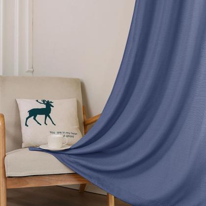 Imagem de Cortinas Chyhomenyc Bennet Blue Faux Linen 114x115cm 2 painéis