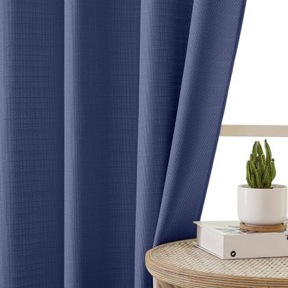 Imagem de Cortinas Chyhomenyc Bennet Blue Faux Linen 114x115cm 2 painéis