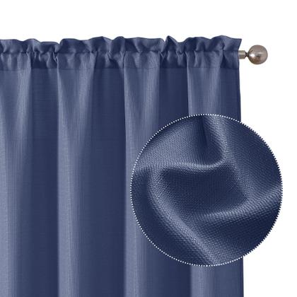 Imagem de Cortinas Chyhomenyc Bennet Blue Faux Linen 114x115cm 2 painéis