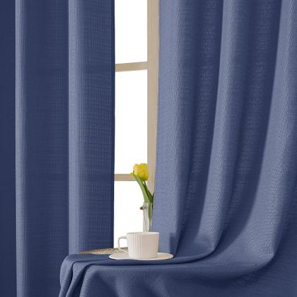 Imagem de Cortinas Chyhomenyc Bennet Blue Faux Linen 114x115cm 2 painéis