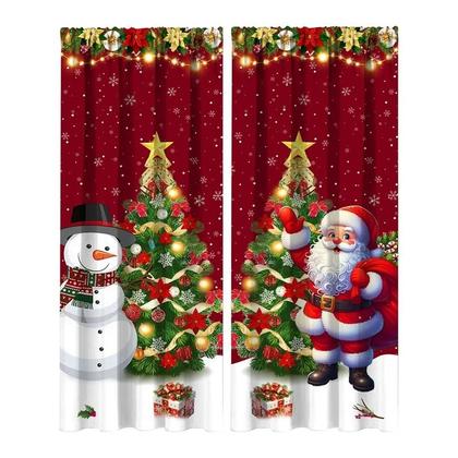 Imagem de Cortinas Com Estampa De Natal, 2 Peças, Com Bolso Para Varão, Para Sala De Estar, Cozinha, Quarto,