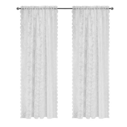 Imagem de Cortinas De Renda Branca Com Bordado Floral E Bolso Para Varão Para Sala De Estar, Quarto E