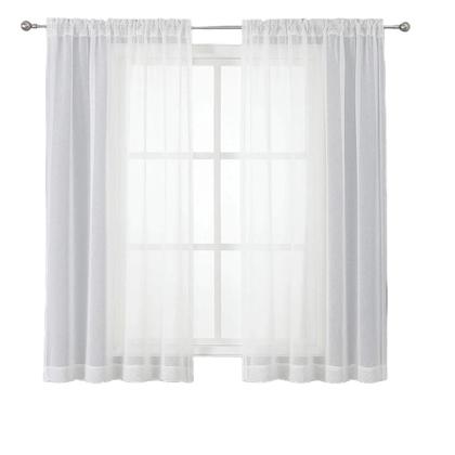 Imagem de Cortinas De Voile Brancas Transparentes De 84 Polegadas Com Bolso Para Varão, Leves E Simples Para