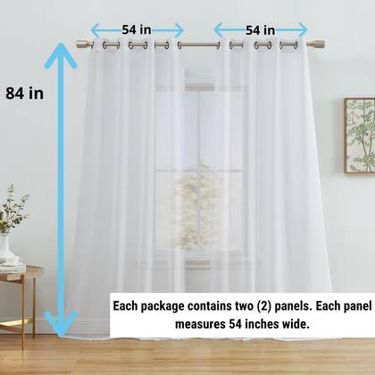 Imagem de Cortinas HLC.ME Sheer White 213 cm de comprimento 2 painéis de 137 cm de largura