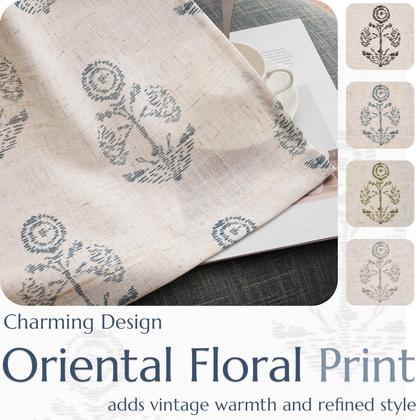 Imagem de Cortinas jinchan Linen Floral, 24 cm de comprimento, azul, sala de estar