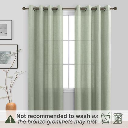 Imagem de Cortinas KOUFALL Sage Green Sheer Linen com 214 cm de comprimento para sala de estar