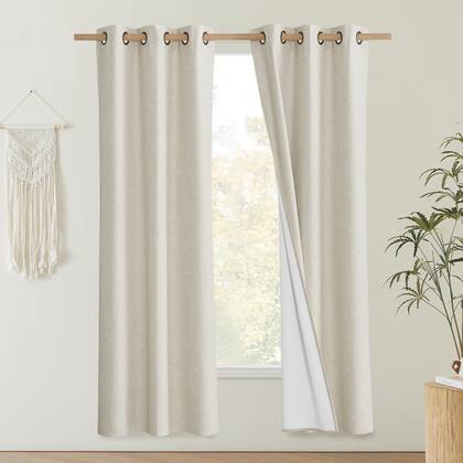 Imagem de Cortinas NICETOWN Natural Thick Linen Blend 100% Blackout 70cm