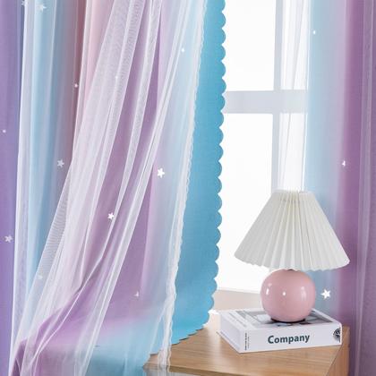 Imagem de Cortinas XiDi Rainbow Pink Purple Double Layer Blackout