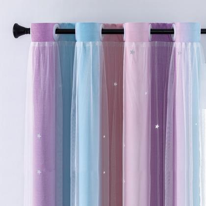 Imagem de Cortinas XiDi Rainbow Pink Purple Double Layer Blackout
