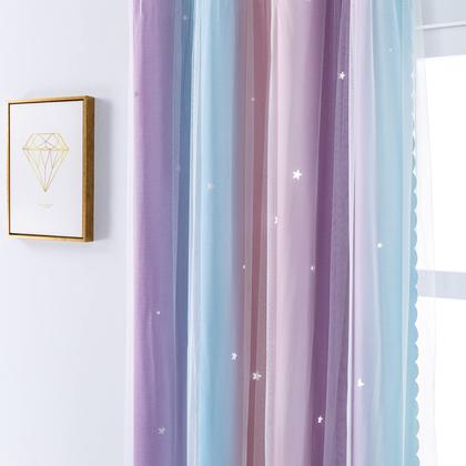 Imagem de Cortinas XiDi Rainbow Pink Purple Double Layer Blackout
