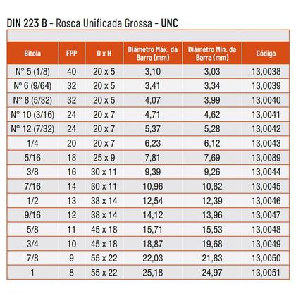 Imagem de Cossinete Manual Em Aço Rápido (HSS) - N 10 (3/16) x 24 - (UNC) - DIN 223 B - Ref. 13,0041 - ROCAST